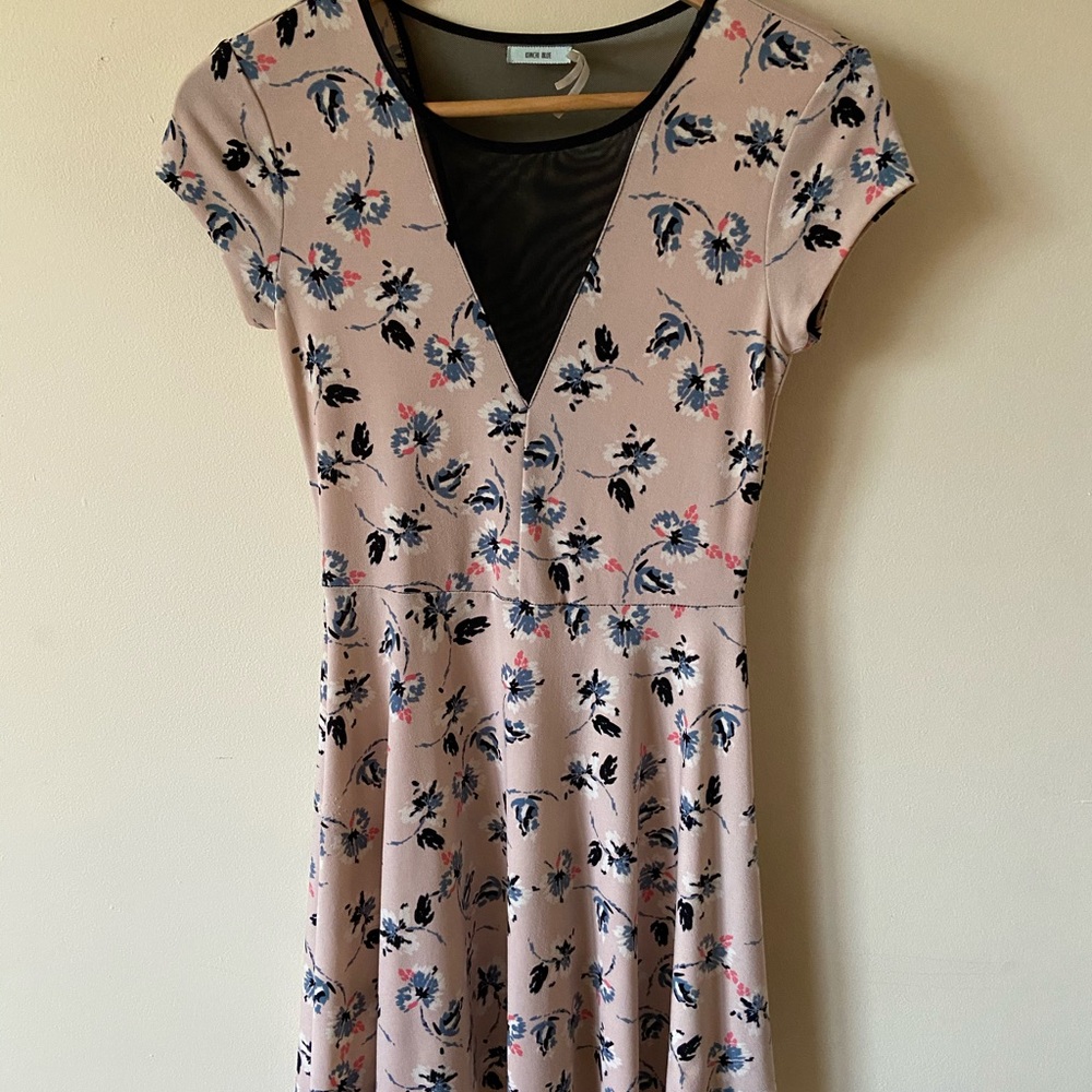 Mesh pink floral kimchi blue skater dress (s)